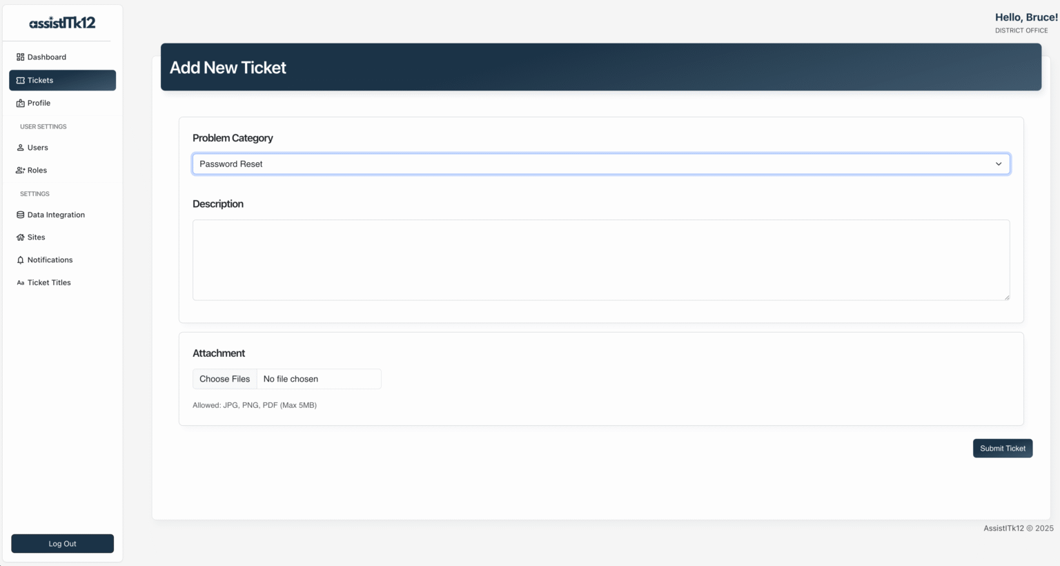 Create Ticket